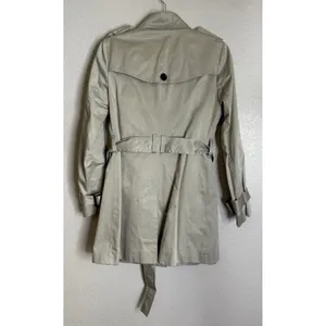 Banana Republic Womens XS Trench Coat Tan Khaki Belted Button Front‎ Epaulettes thumbnail 2