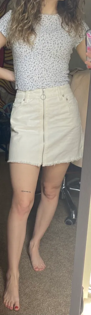 Free People White Jean Skirt thumbnail 1