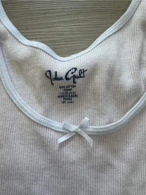 Brandy Melville White Ribbed Tank with Front Bow thumbnail 2