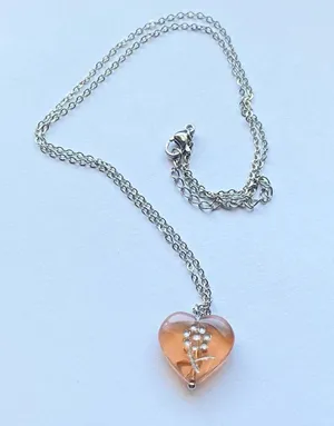 Handmade quality Czech glass heart flower unique fairy romance cottage chic style necklace💐🩷 thumbnail 6