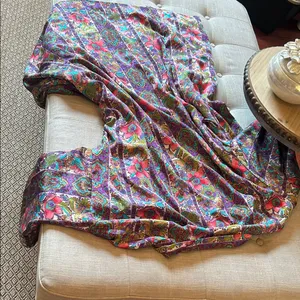 Christian Dior Vintage 80’s Pink Floral Pattern Printed Satin Robe Size Large thumbnail 13