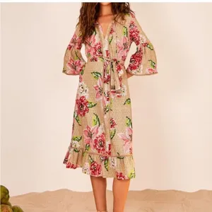 Farm Rio Floral Ruffle Beaded Tassels Belt‎ Slip-On Dress Size XS thumbnail 5