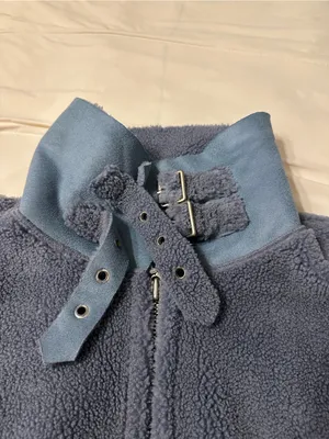 Jules Kae Sherpa Kylie Moto Jacket -Faux Shearling - Slate Blue -Sz vS (estimate thumbnail 8