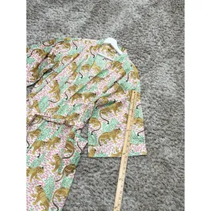 Women’s Cotton Robe Long Kimono Green Cheetah Print Jungle Loungewear Size 12 thumbnail 9
