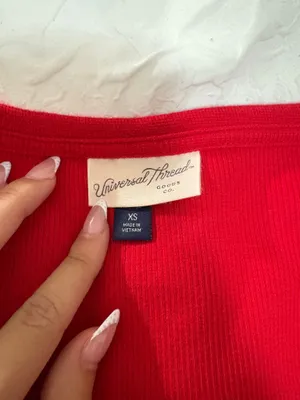 Target Universal Thread Red Ribbed Long Sleeve thumbnail 3