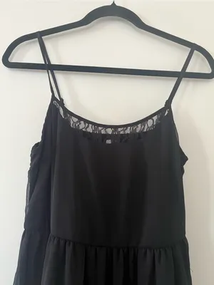 NWT Mudd Black Chiffon Lace Midi Dress Medium Romantic Y2K Evening Feminine thumbnail 2