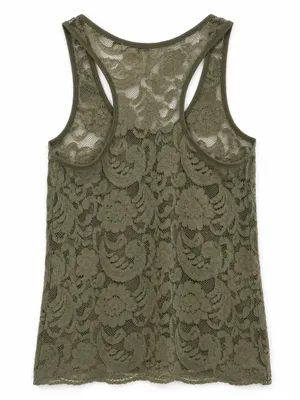 BUCKLE‎ Olive Green Lace Tank Top Layering sparkly Women's Small thumbnail 4