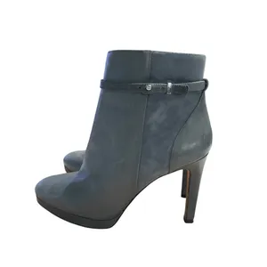 Antonio Melani Gray Leather Suede Ankle Booties Heel Boots 9M thumbnail 2
