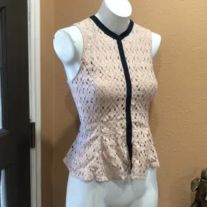 Endless rose beige lace peplum top thumbnail 2