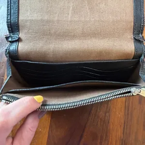 Lauren Ralph Lauren Black Textured Leather Chain Crossbody‎ Wallet Bag Silver thumbnail 12
