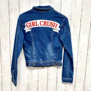 Little Big Town Girl Crush Denim Jacket‎ Women S Blue Distressed Concert Band S thumbnail 8