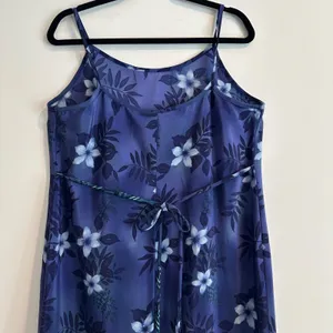 California Concepts Blue Floral Spaghetti Strap Midi Dress Women’s 14 Tie Back thumbnail 6