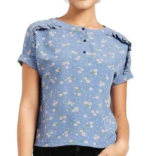 Zink London floral ruffle trim blouse thumbnail 1