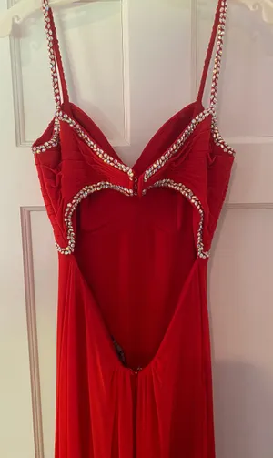 Abbi Vonn Red Embellished Prom Dress thumbnail 4