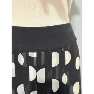 Ann Taylor 100% Silk Midi Skirt Size 2 Black White Polka Dot Pleated‎ A-Line Mod thumbnail 12