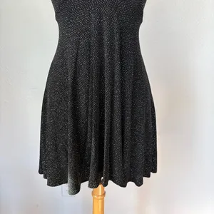 Vintage 90s Black and Silver Sparkle Mini Cocktail Dress thumbnail 4
