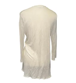 Ivory 100% linen open front lightweight longline semi sheer duster cardigan thumbnail 4