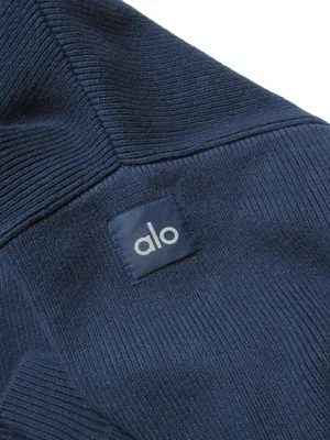 NWT Alo Unisex Scholar Hooded Sweater in Navy Blue Heavyweight Oversized Knit XS thumbnail 6