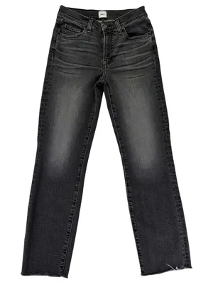 Edwin Bree Slim Straight Jeans Womens 25 Ash‎ Black Faded Raw Hem Made in USA thumbnail 1
