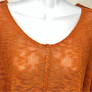 Mittoshop Rust Loose Texture Long Sleeve knit Top/Sweater in Pumpkin-Size L thumbnail 4
