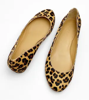 J. CREW Factory Animal Print Calf Hair Almond Toe Slip On Loafers Size 6 Casual thumbnail 1