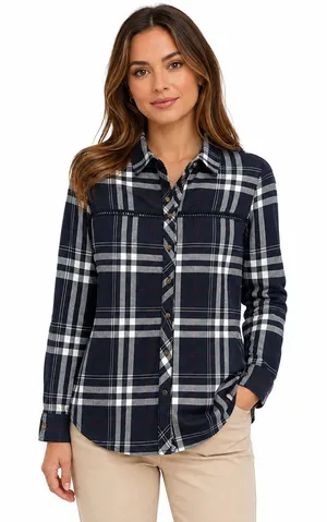 Polly & Esther Plaid Button Down Medium NWT Preppy Dark Academia Retro thumbnail 1