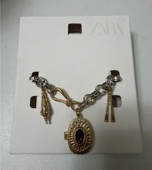 Zara Gold Silver Tone Locket Chunky Chain Bracelet Bohemian Ornate Victorian‎ thumbnail 1