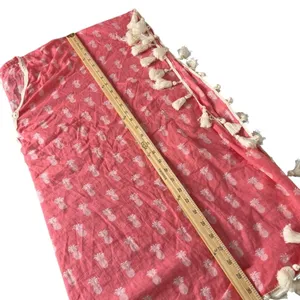 Coral Pink Pineapple Print Swim Cover Up Poncho Size S M Tassels Beach Resort thumbnail 10