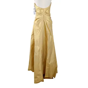 VTG Jessica McClintock Gunne Sax Gold Metallic Strapless Dress Gown Sz 9/10 thumbnail 3