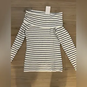 NEW Striped Off The Shoulder Sweater Fall Long Sleeve Y2k Top Winter M thumbnail 2