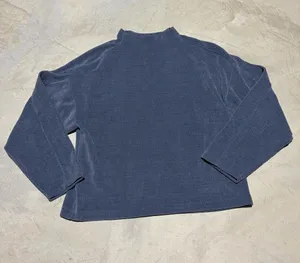 Madewell blue Ribbed Mock Neck Long Sleeve blouse medium thumbnail 1