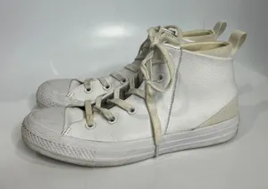 Converse Sloane mid top sneakers leather canvas white womens size‎ 6.5 punk thumbnail 1