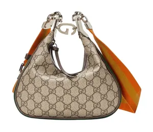 Gucci Supreme Canvas Attache Small Crossbody Purse 2 straps Moon Crescent Luxury thumbnail 1