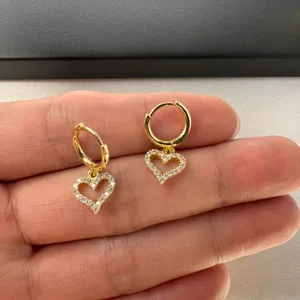 CZ Love Heart Dangle Drop Earrings for Women thumbnail 4