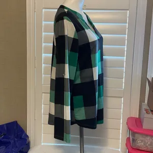 Plaid Green and Black Women's Blouse thumbnail 2
