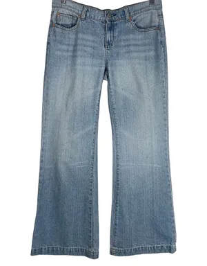7 For All Mankind Dojo Wide Leg Flare Jeans Light Wash Denim thumbnail 1