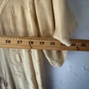 Vintage‎ Embroidered Paisley Button Front Dress Tan Beige Boho Midi L thumbnail 4