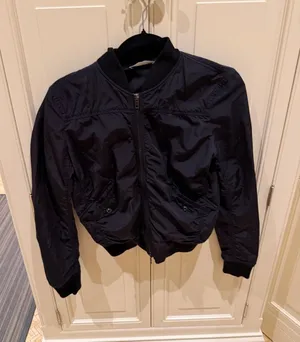 Vince Black Women's Bomber Jacket with Ribbed Trim thumbnail 1
