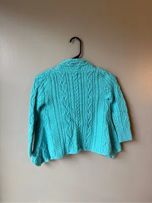 Ralph Lauren Turquoise Cable Knit Open Front Cardigan Size 6 thumbnail 5
