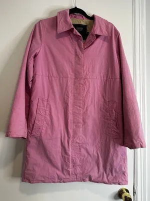 Coach Bubble Gum Pink Sz: L Single Breast Button Trench Coat. Lined w/ Logo thumbnail 1
