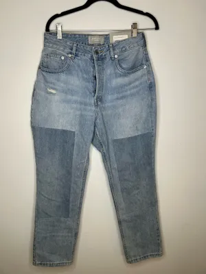 NWT EVERLANE The Curvy 90’s Cheeky Straight Cropped Patchwork Jeans Sz 30 thumbnail 3