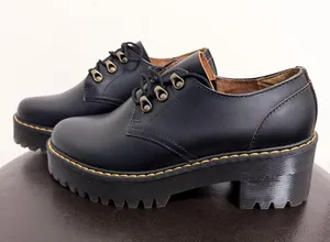 Dr Martens Black Vintage Smooth Leona Lo Platform Block Heel Shoes NWOB US 10 thumbnail 1