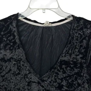 POL Black Crushed Velvet‎ Gothic Boho Top Size Small Blouse Aesthetic Trendy thumbnail 3