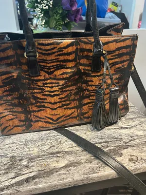 Patricia Nash Primrose Satchel in a tiger print leather. thumbnail 11