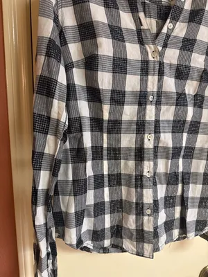 Converse One Star Black & White Plaid Button-Up Shirt M thumbnail 2