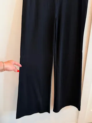 Edikted Black Wide-Leg Pants with Leopard Fold-Over Waist thumbnail 3