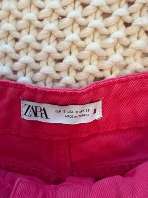 Zara Pink Denim Skort Shorts with Button Wrap Front thumbnail 2