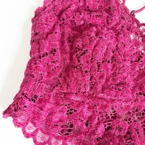 Free People FP One Womens Mulberry Celine Velvet Lace Longline Bralette Size‎ S thumbnail 3
