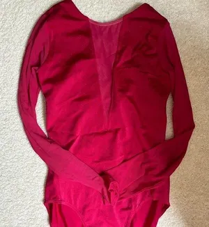 Balera Red Sparkle Leotard with Plunge Mesh Neck thumbnail 1