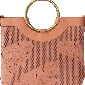 Faux leather blush gold hardware texture cloth purse thumbnail 1